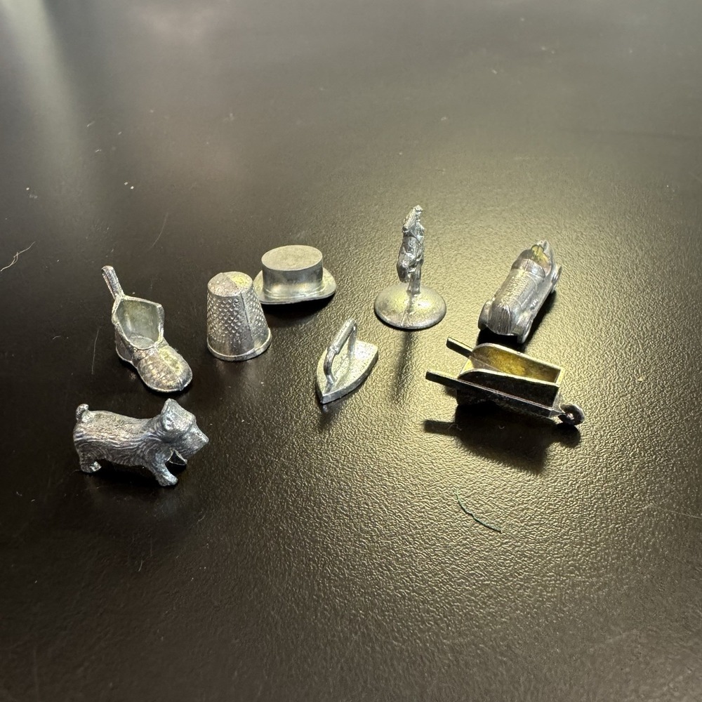 Vintage Monopoly Replacement Pieces Lot of 8 Boot Scotty‎ Dog Thimble Hat Iron